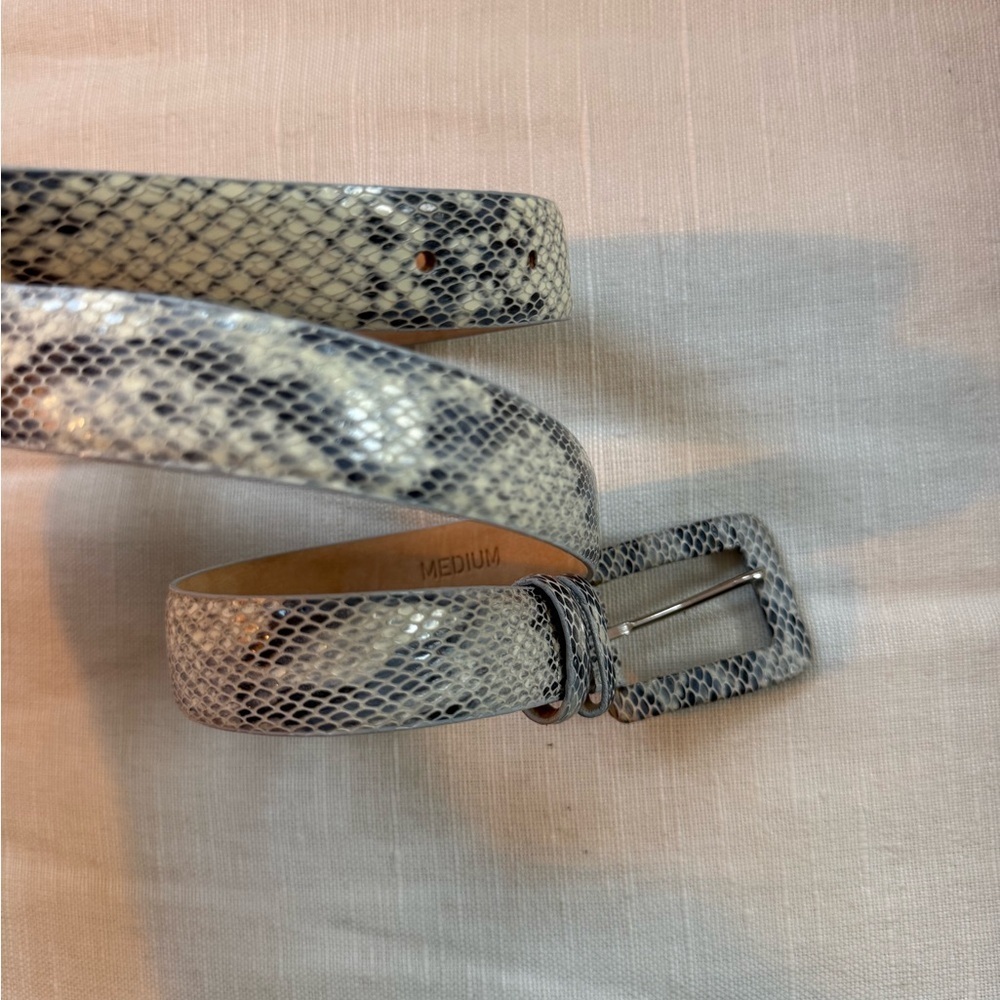CIPRIANI Italian calfskin snakeskin print belt size medium black grey tones EUC - Picture 3 of 9